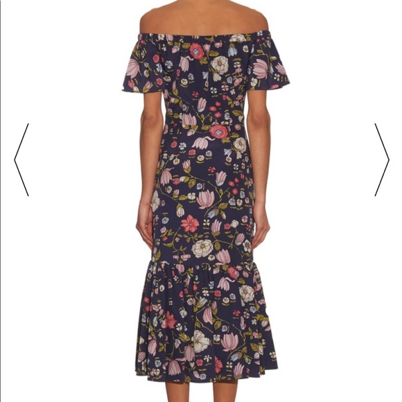 Rebecca Taylor silk floral off shoulder dress med - Picture 2 of 12
